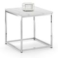 Scala White Marble Effect and Chrome Square Lamp Table