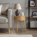 Soho Oak 1 Drawer Slatted Round Side Table