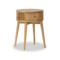 Soho Oak 1 Drawer Slatted Round Side Table