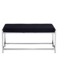 Allure Hall Bench - Black Fabric - Chrome Base