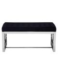 Allure Hall Bench - Black Fabric Tufted - Chrome Base