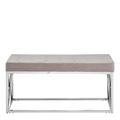 Allure Hall Bench - Mink Fabric Tufted - Chrome Base