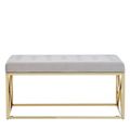Allure Hall Bench - Mink Velvet Fabric - Gold Base