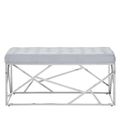 Allure Hall Bench - Powder Blue Fabric - Geometric Chrome Base