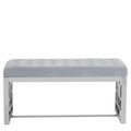 Allure Hall Bench - Powder Blue Velvet Fabric - Chrome Base