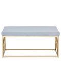 Allure Hall Bench - Powder Blue Velvet Fabric - Gold Base