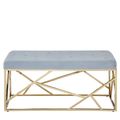 Allure Hall Bench - Powder Blue Velvet Tufted Fabric - Gold Base