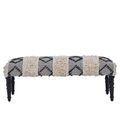 Cefena Bench - Moroccan - White and Black Fabric