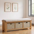 Janelle Hall Bench - with Baskets - Rustic Oak