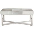 Kensington Townhouse Bench - Grey Leather with Silver Metal