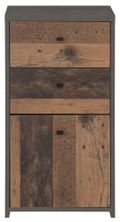 Best Grey Concrete Effect and Vintage Wood 2 Drawer 1 Door Cabinet