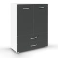 Rauch Aditio 2 Door Cupboard with 2 Bottom Drawer - Alpine White and Metallic Dark Grey