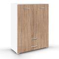 Rauch Aditio 2 Door Cupboard with 2 Bottom Drawer - Alpine White and Sonoma Oak