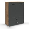 Rauch Aditio 2 Door Cupboard with 2 Bottom Drawer - Artisan Oak and Metallic Dark Grey