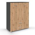 Rauch Aditio 2 Door Cupboard with 2 Bottom Drawer - Metallic Dark Grey and Artisan Oak