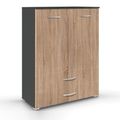 Rauch Aditio 2 Door Cupboard with 2 Bottom Drawer - Metallic Dark Grey and Sonoma Oak