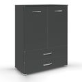 Rauch Aditio 2 Door Cupboard with 2 Bottom Drawer - Metallic Dark Grey