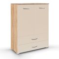 Rauch Aditio 2 Door Cupboard with 2 Bottom Drawer - Sonoma Oak and Champagne