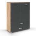 Rauch Aditio 2 Door Cupboard with 2 Bottom Drawer - Sonoma Oak and Metallic Dark Grey