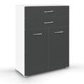 Rauch Aditio 2 Door Cupboard with 2 Top Drawer - Alpine White and Metallic Dark Grey