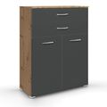 Rauch Aditio 2 Door Cupboard with 2 Top Drawer - Artisan Oak and Metallic Dark Grey