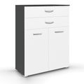 Rauch Aditio 2 Door Cupboard with 2 Top Drawer - Metallic Dark Grey and Alpine White