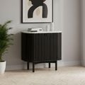 Soho Black Cupboard - 2 Door - Slatted - White Marble Top