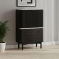 Soho Black Cabinet - 2 Door - Slatted - Black & White