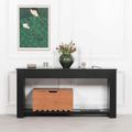 Black Painted Acacia Wood Fluted Console Table