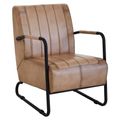 Buffalo Lounge Chair - Grey - Leather with Metal Legs