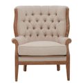 Cabra Armchair - Cream Fabric with Mahogany Wood