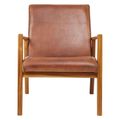 Kendari Armchair - Brown Leather with Teak Wood