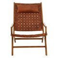 Kendari Armchair - Brown Woven Leather with Teak Wood