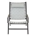 Kendari Armchair - Grey Woven Leather with Teak Wood
