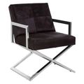 Kensington Townhouse Armchair - Black Leather with Silver Metal