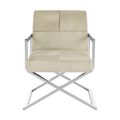 Kensington Townhouse Armchair - Grey Leather with Silver Metal