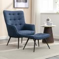 Katelyn Accent Armchair - with Footstool - Blue Fabric