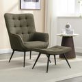 Katelyn Accent Armchair - with Footstool - Green Fabric