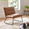 Saxon Lounge Chair - Tan Brown Faux Leather