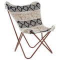 Cefena Butterfly Chair - White and Black Fabric with Rose Gold