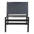Kendari Chair - Black Leather with Teak Wood - Backrest