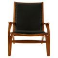 Kendari Lounge Chair - Black Leather with Teak Wood