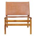Kendari Chair - Brown Leather with Teak Wood - Backrest