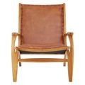 Kendari Lounge Chair - Brown Leather with Teak Wood