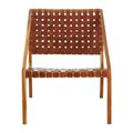 Kendari Chair - Tan Woven Leather with Teak Wood