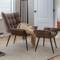 Chrishall Occasional Chair with Footstool - Brown