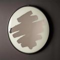 Wall Mirror - Round - White and Black Metal - 70.5cm x 70.5cm