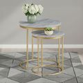 Marmora Nest of Tables - Round - Set of 2 - Grey Marble & Gold