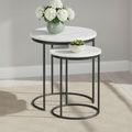Marmora Nest of Tables - Round - Set of 2 - White Marble & Grey
