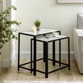 Nest of Tables - White Marble and Black Metal - Set of 2